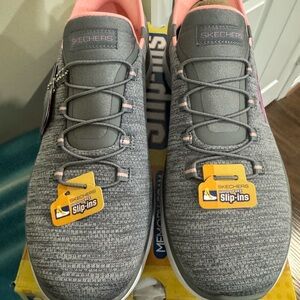 Skechers Yellow and Blue Slip-Ins hands free sneaker